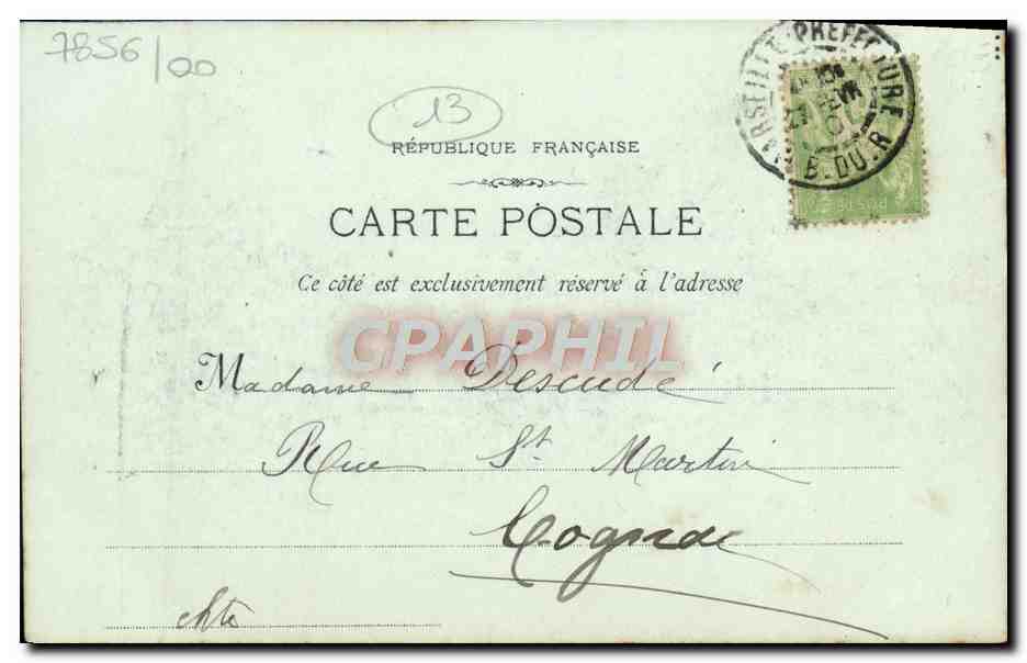 CPA Marseille Le quai d'embarquement des Messageries Maritimes Bateaux — Verso