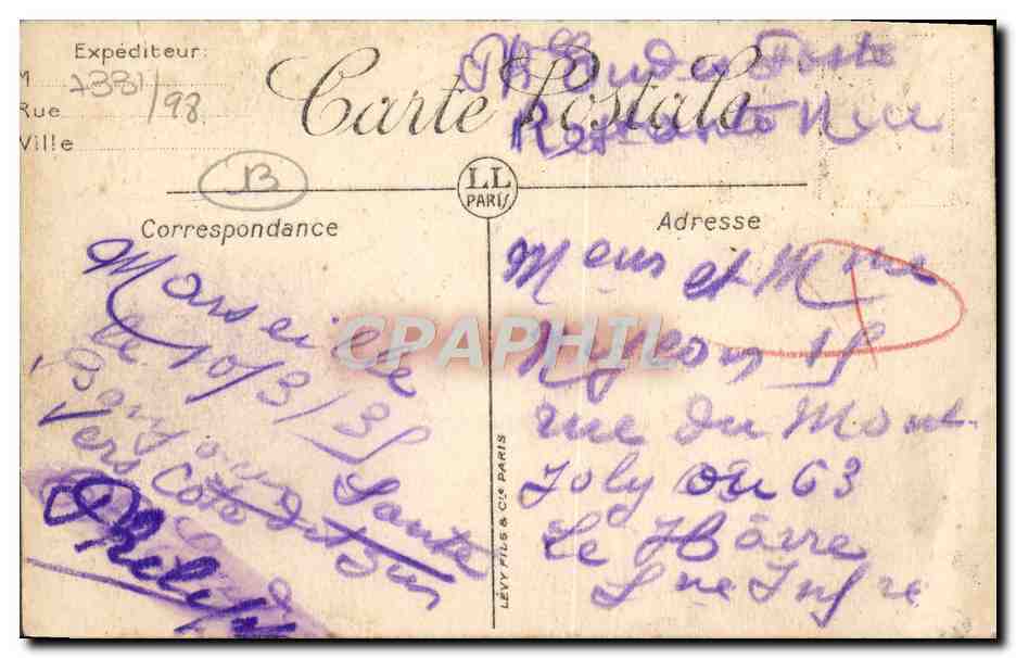 Luftbild von Marseille — Verlag Lévy Frères & Cie, Paris — Serie LL — Rückseite