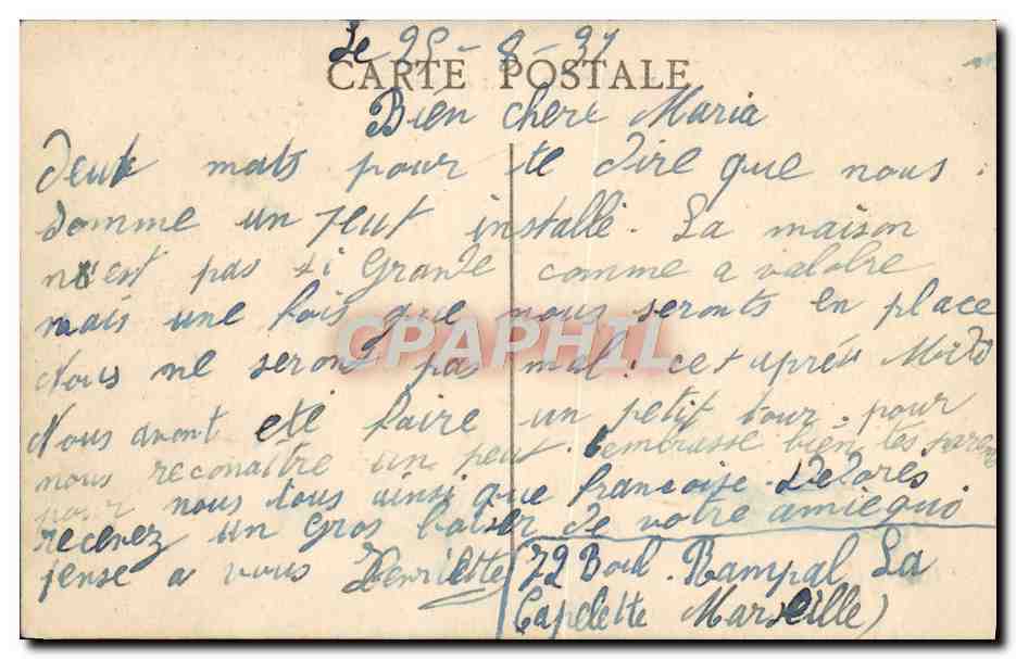 CPA Marseille La Canebiere Tramway — Verso