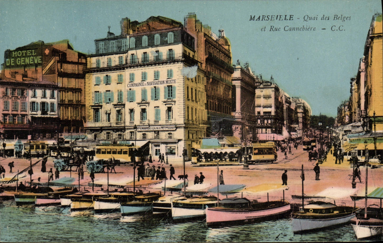 CPA Marseille Quai de Belges et Rue Cannebiere 