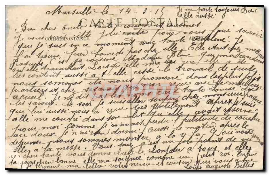CPA Marseille Messageries Maritimes Bateau — Rückseite
