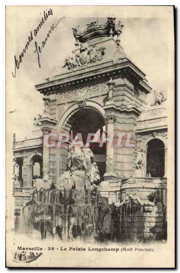 CPA Marseille Le Palais Longchamp Motif principal