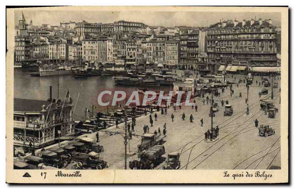 Tarjeta postal antigua Marsella El muelle de los Belgas