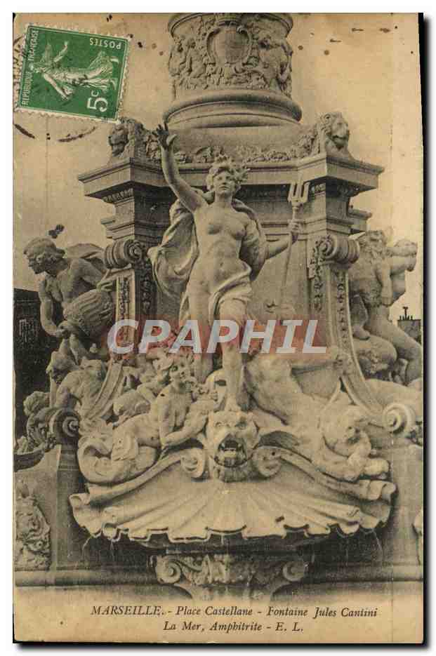 Marseille - Place Castellane - Fontaine Jules Cantini, La Mer, Amphitrite - E. L.