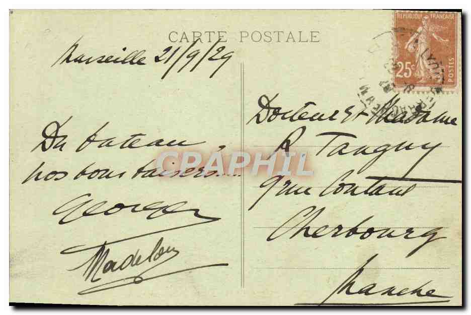 CPA Marseille N D de la Garde — Verso