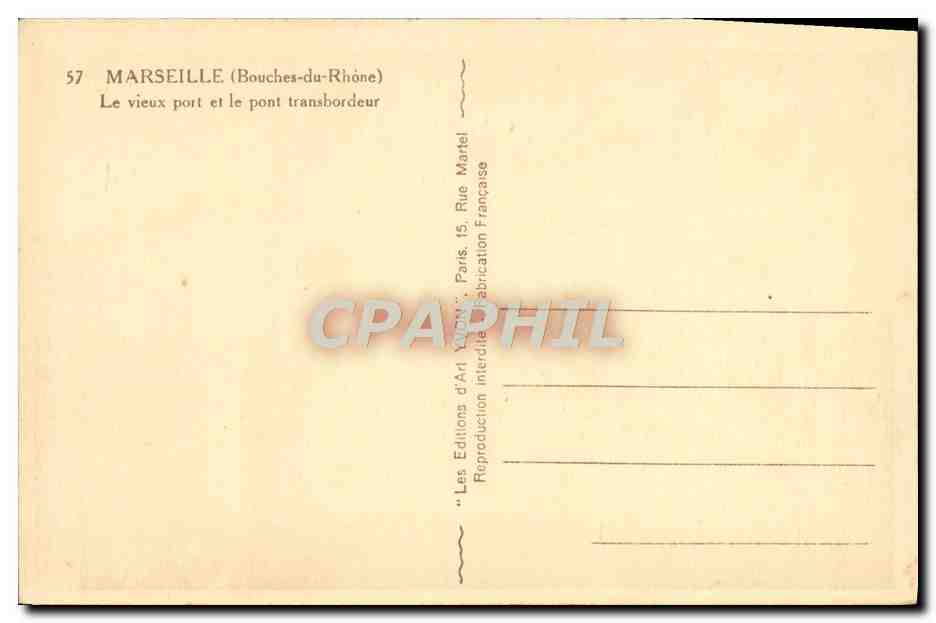 CPA Marseille Le Vieux port et le Pont transbordeur Bateaux — Verso