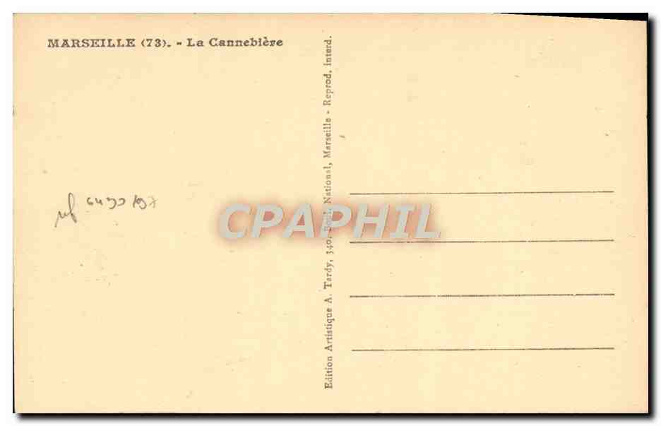 CPA Marseille La Cannebiere  — Rückseite