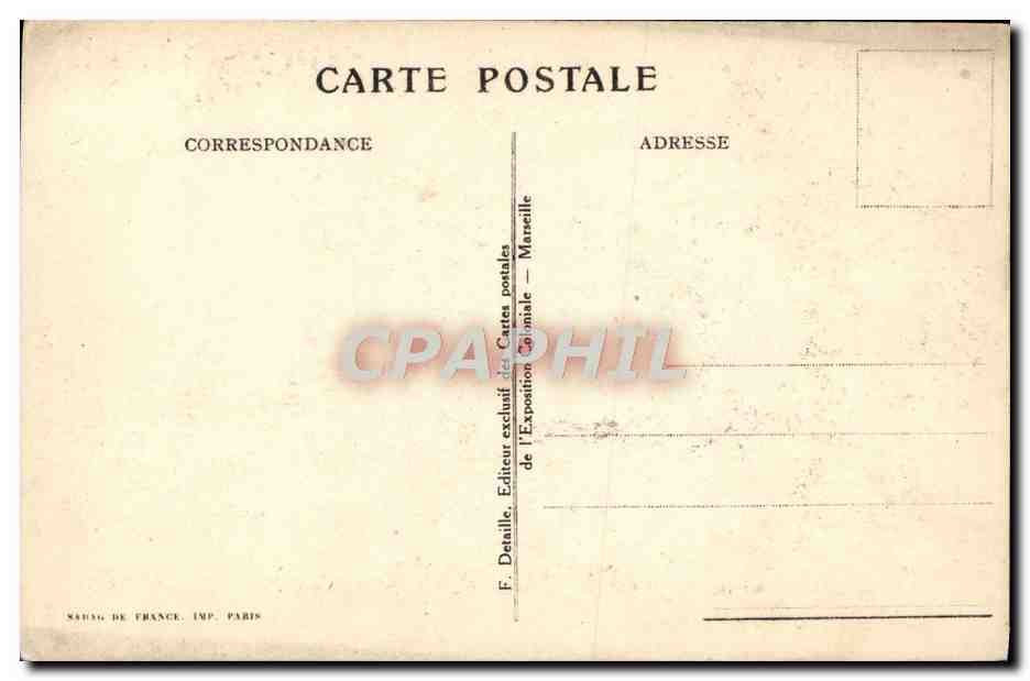 CPA Exposition Nationale Coloniale de Marseille 1922 Un des coins du palais de l'Indochine — Rückseite
