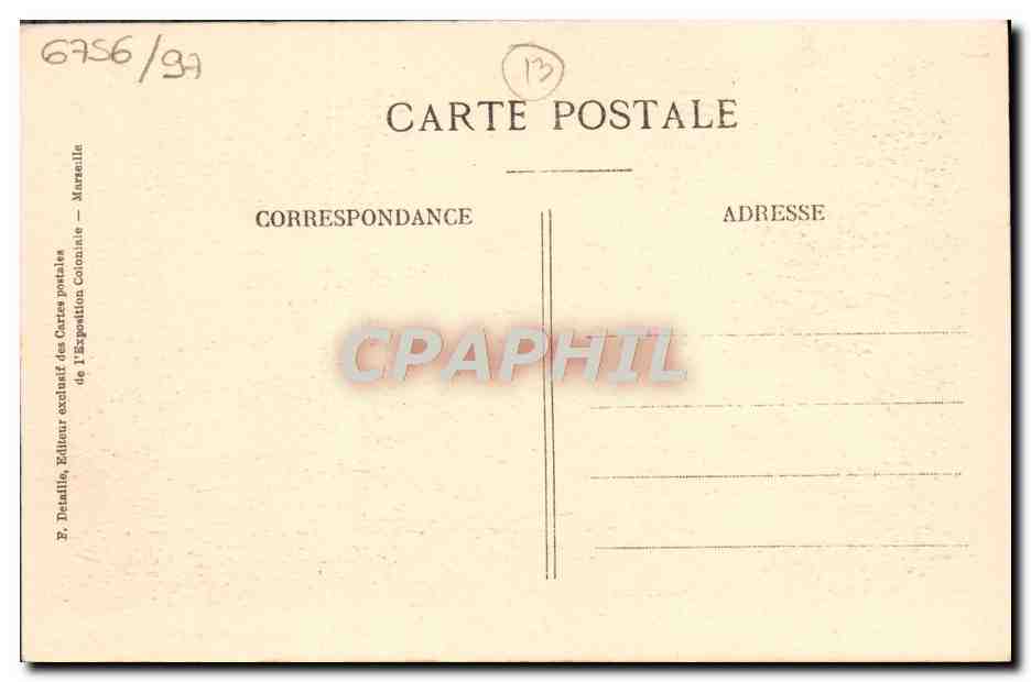 CPA Exposition Nationale Coloniale de Marseille 1922 Palais du Ministere des Colonies — Rückseite