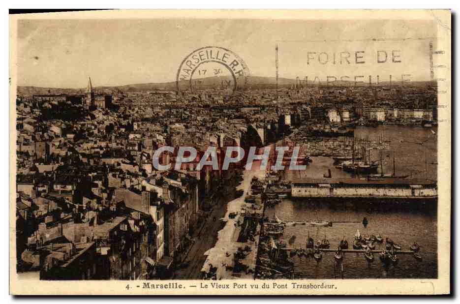 CPA Marseille Le Vieux Port vu du Pont Transbordeur 