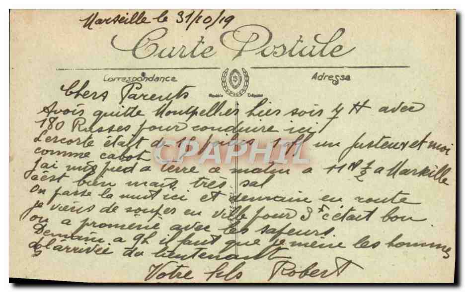 CPA Marseille  — Rückseite