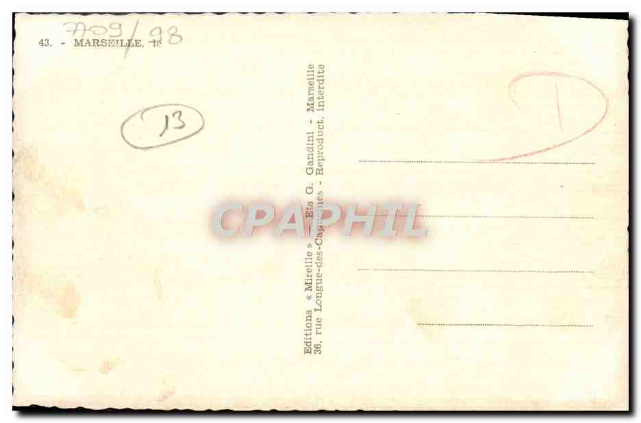 CPA Un Souvenir de Marseille Palais Longchamp Chateau d'If Canebiere  — Rückseite
