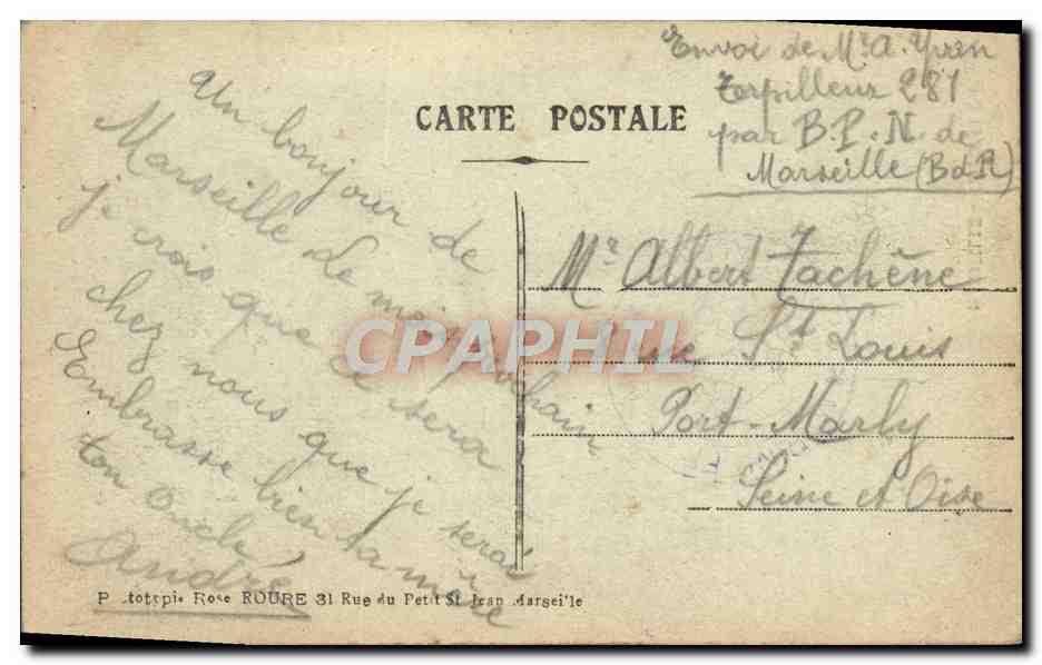 CPA Marseille Entree du Port  — Verso