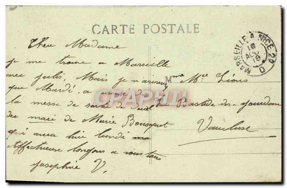 CPA Marseille Courrier sortant de la Joliette Bateau — Rückseite