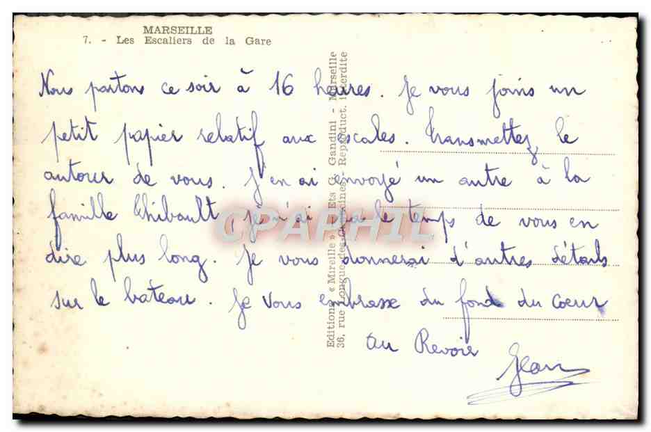 Marseille — Les Escaliers de la Gare — Éditions Mirelle — Rückseite