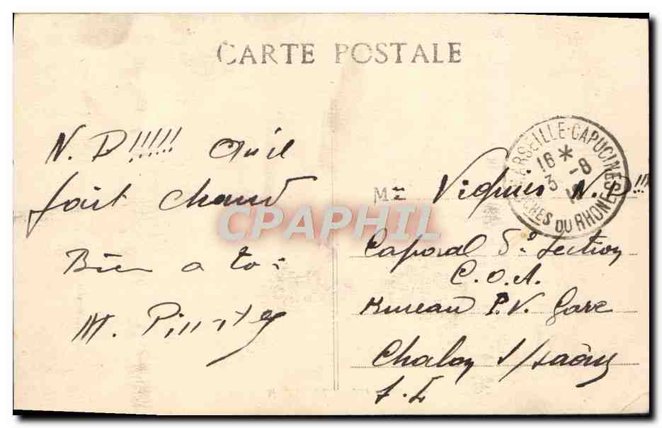 CPA Marseille Rue Cannebiere Tramways — Rückseite