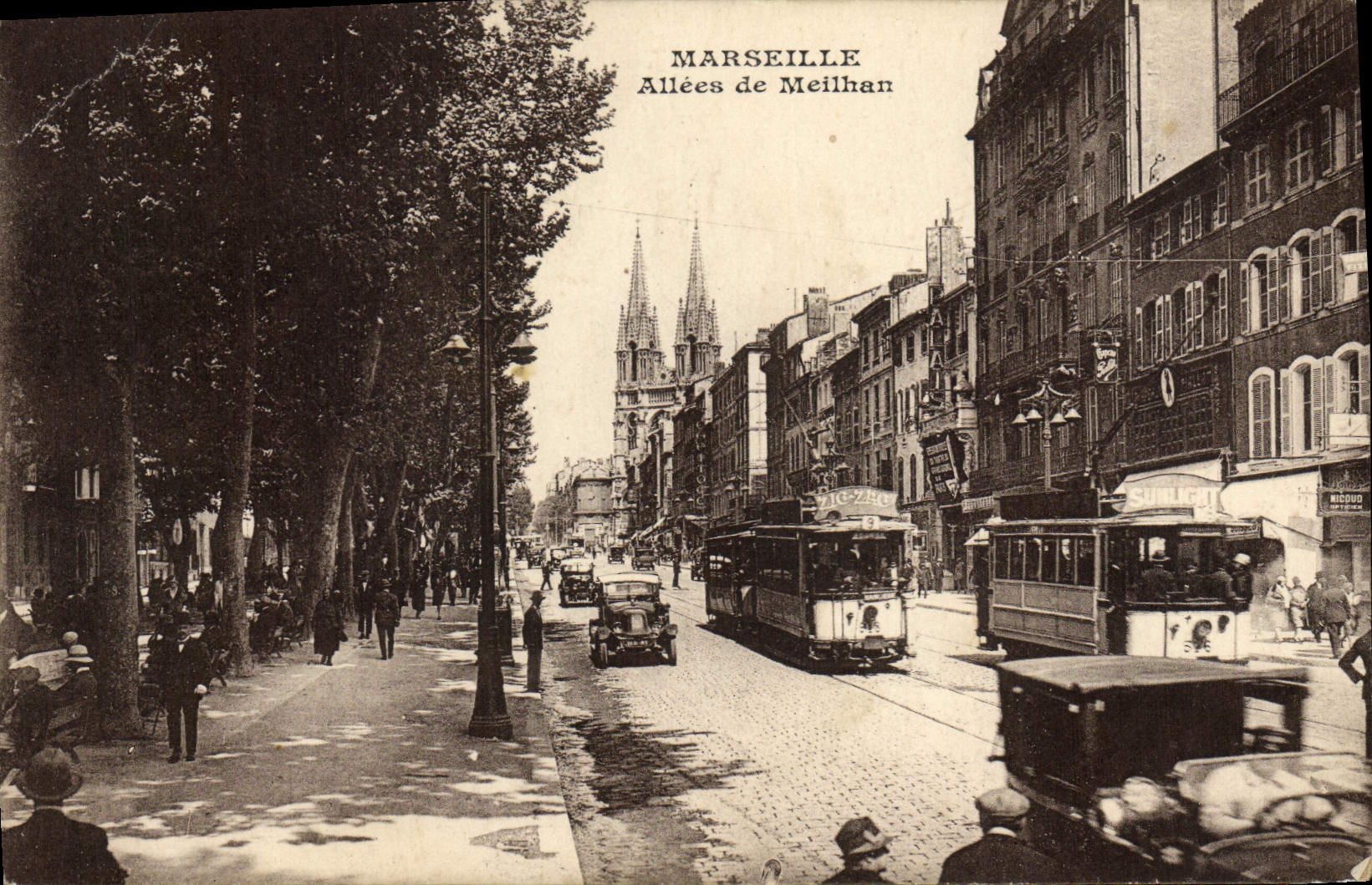 CPA Marseille Allees de Meilhan Tramways
