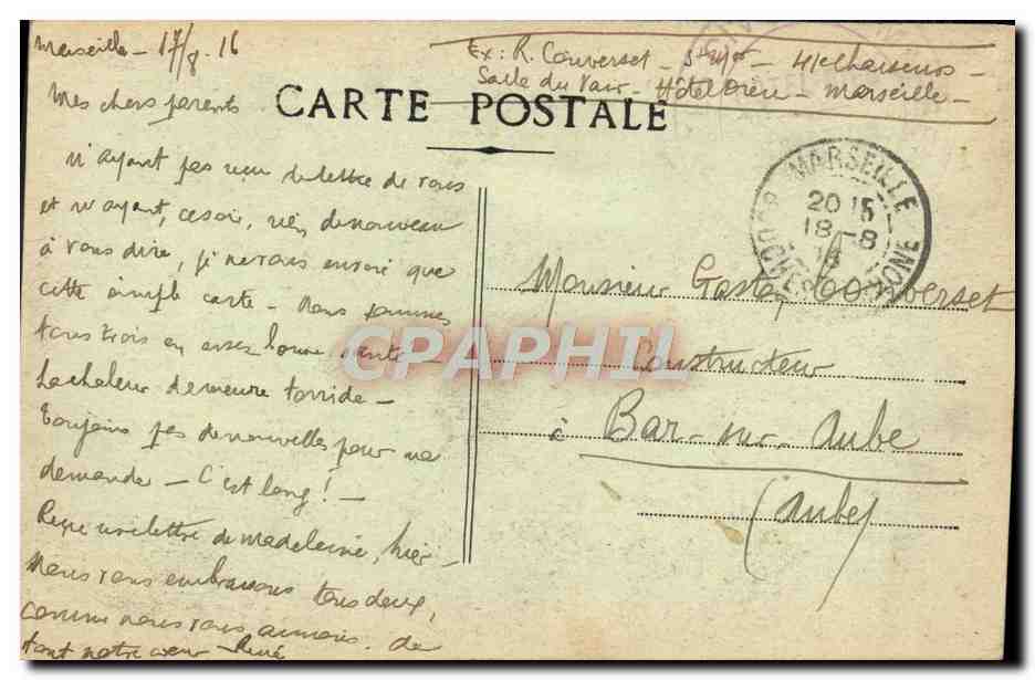 CPA Marseille la Corniche et le Prophete  — Verso