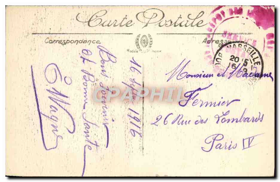 CPA Marseille Notre Dame de la Garde  — Verso