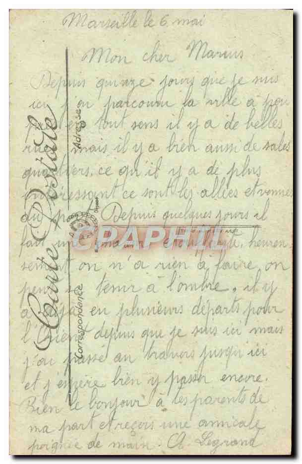 CPA Marseille La Cannebiere  — Verso