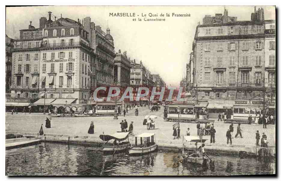 CPA Marseille Le quai de la Fraternite et la Cannebiere