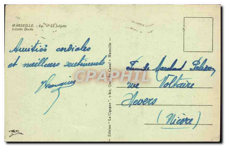 CPA Marseille La Joliette Bateaux  — Rückseite