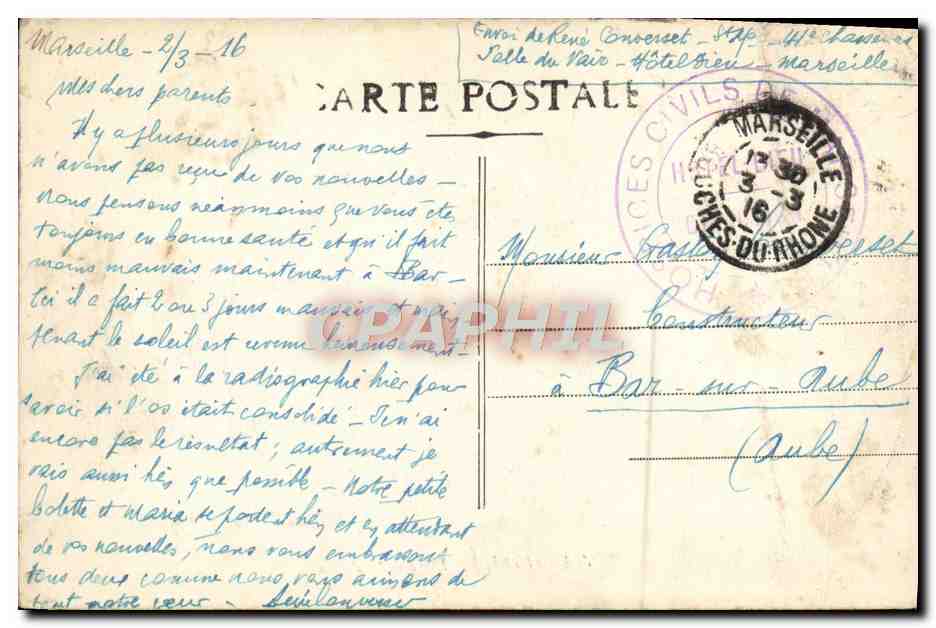 CPA Marseille La porte d'aix — Verso