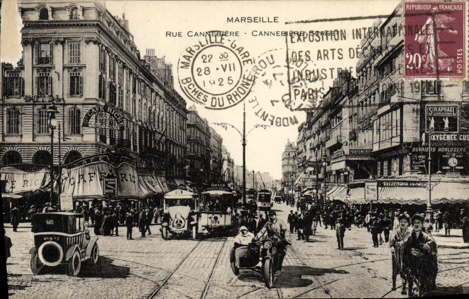 CPA Marseille Rue cannebiere Moto