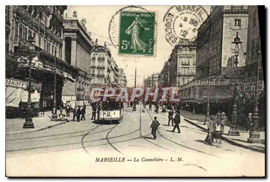 CPA Marseille La cannebiere Tramway