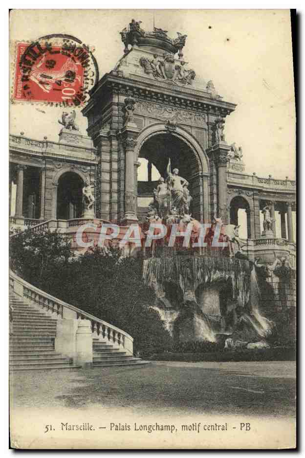 CPA Marseille Palais Longchamp motif central