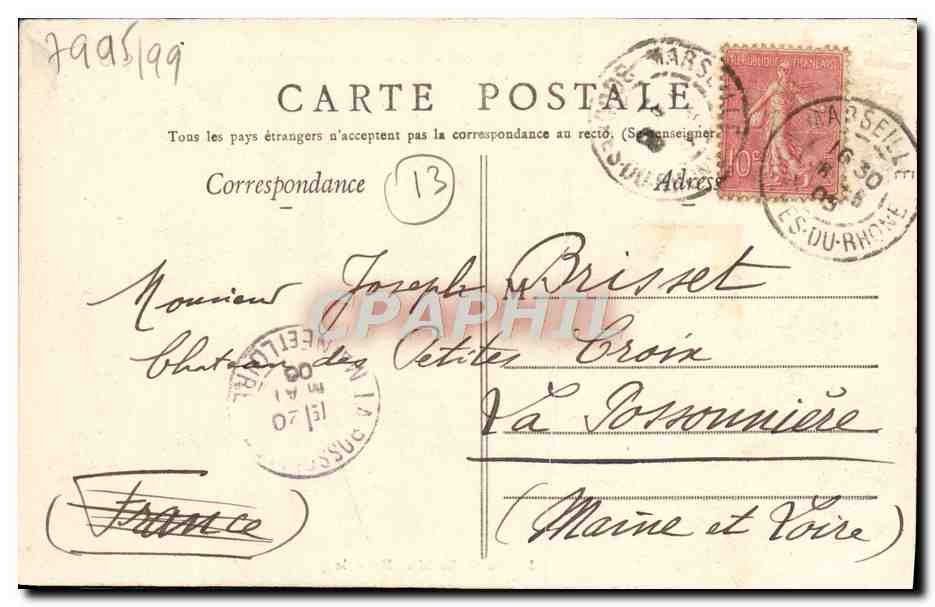 CPA Marseille La cannebiere — Verso