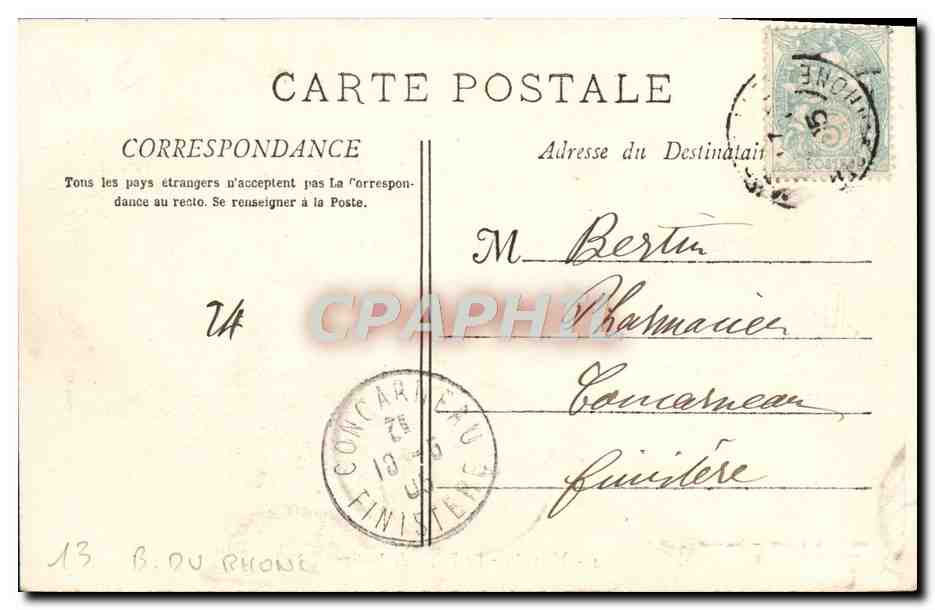 CPA Marseille Le palais de justice — Rückseite