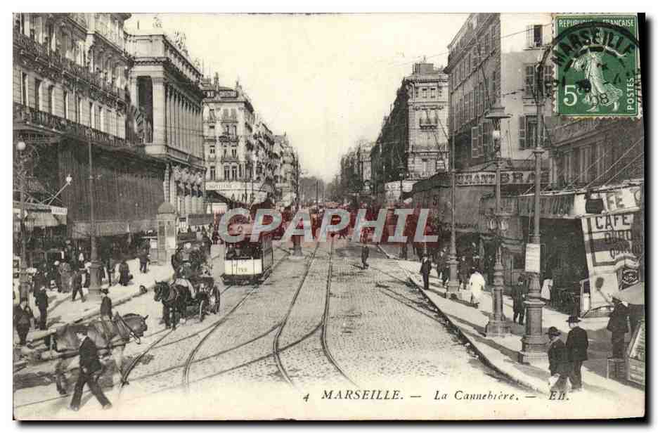 CPA Marseille La Cannebiere Tramway