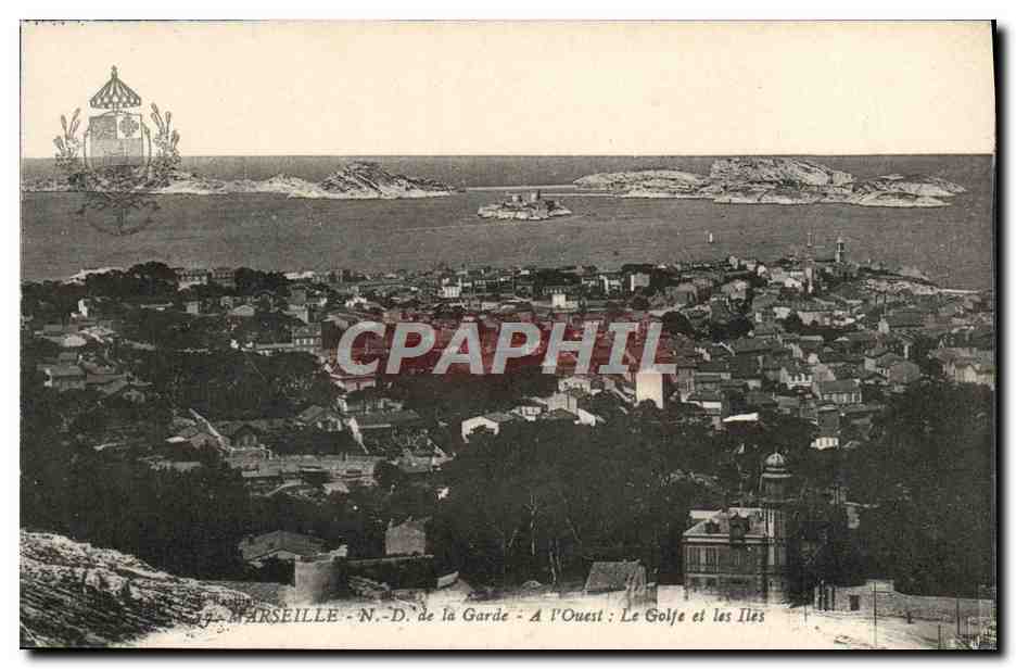 CPA Marseille de ND de la garde a l'ouest le golfe et les iles