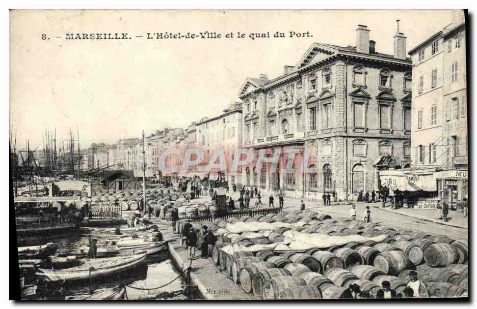 CPA Marseille L'Hotel de ville et le quai du port