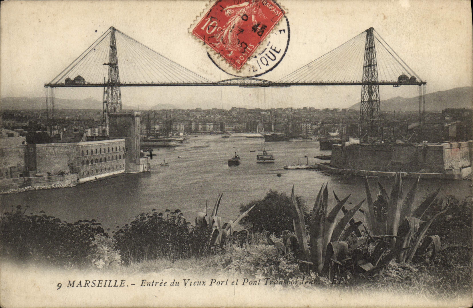 CPA Marseille Entree du vieux port et pont transport