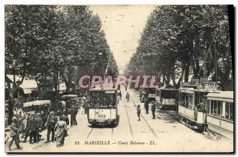 CPA Marseille Cours Belsunce Tramways