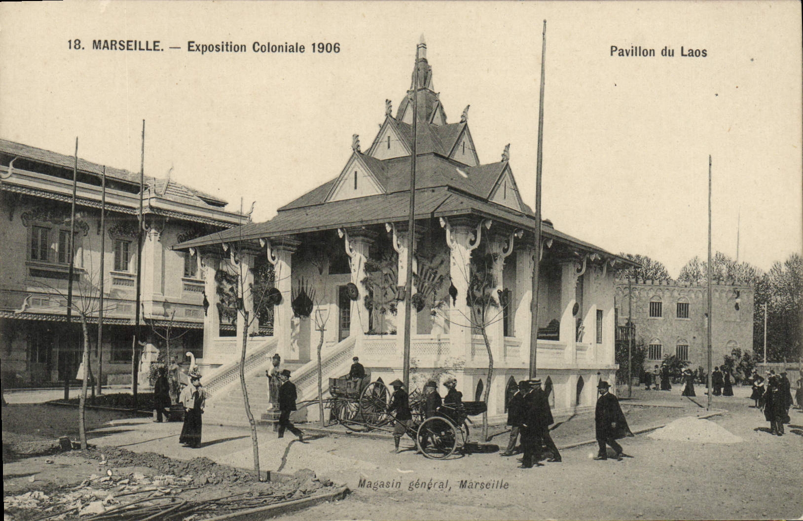 CPA Marseille Exposition coloniale 1906 Pavillon du Laos