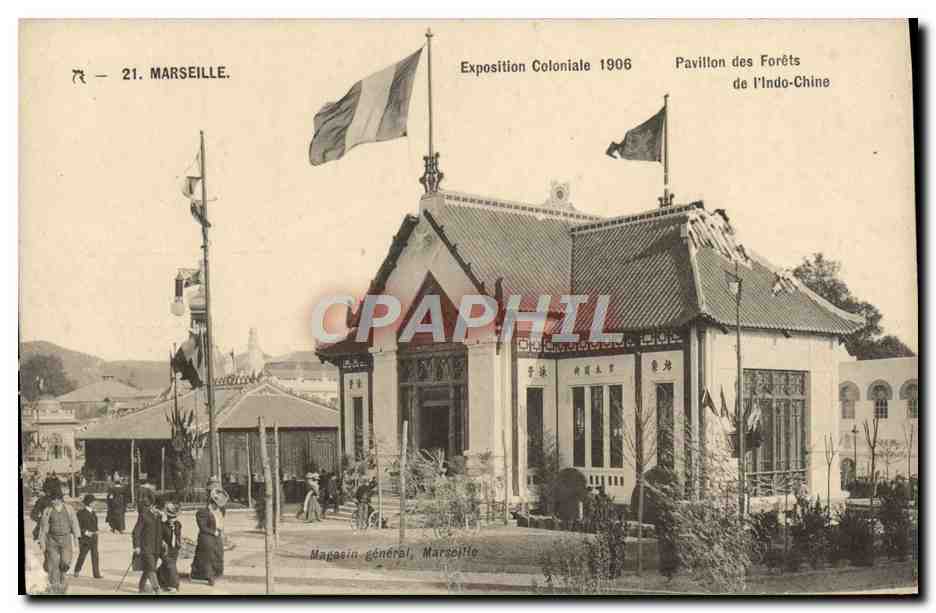 Pavillon des Forêts de l'Indo-Chine — Exposition Coloniale 1906 — Magasin général, Marseille
