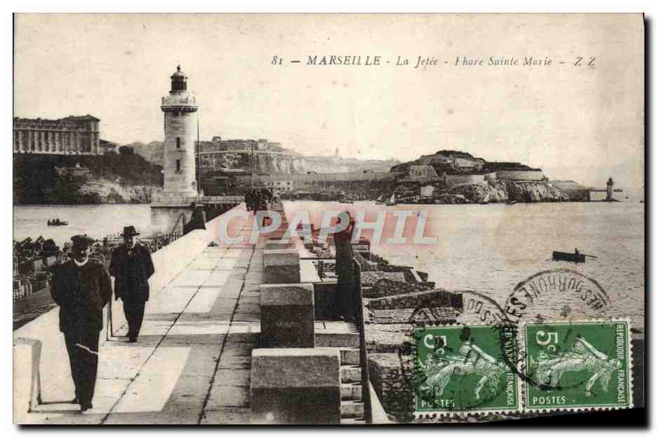 CPA Marseille la jetee phare sainte marie