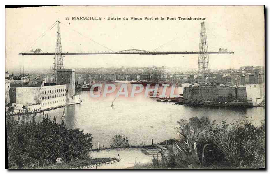 CPA Marseille Entree du vieux port et le pont transbordeur