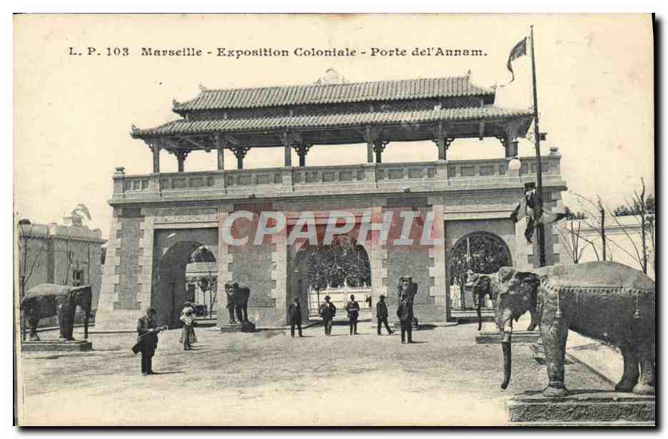 CPA Marseille Exposition coloniale porte de l'Annam Elephant