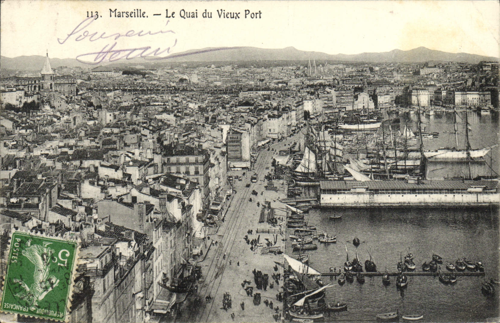 CPA Marseille Le quai du vieux port Bateaux