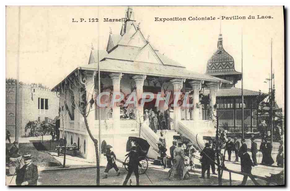 CPA Marseille exposition coloniale Pavillon du Laos