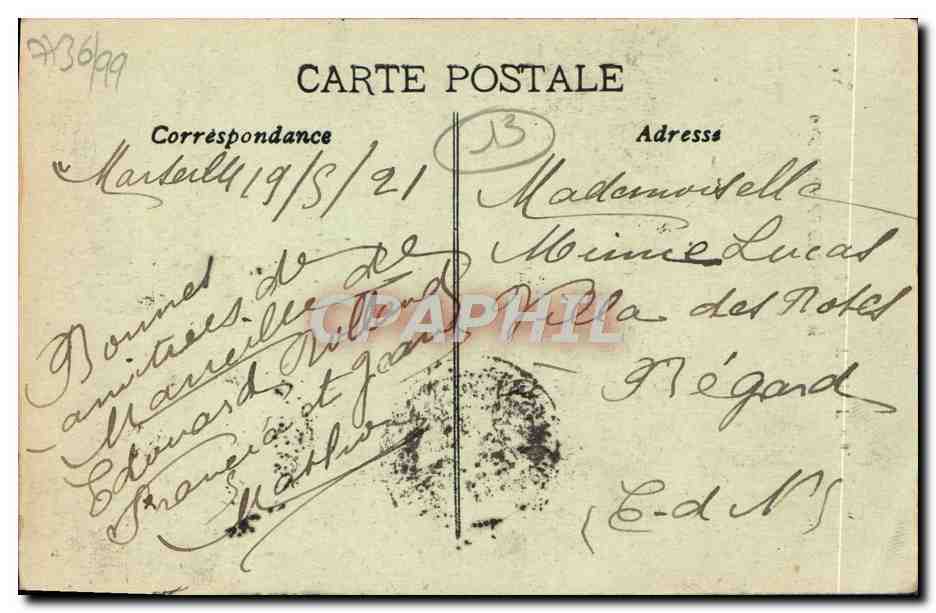 CPA Marseille collection du chateau d'lf mort de l'abbe faria — Verso
