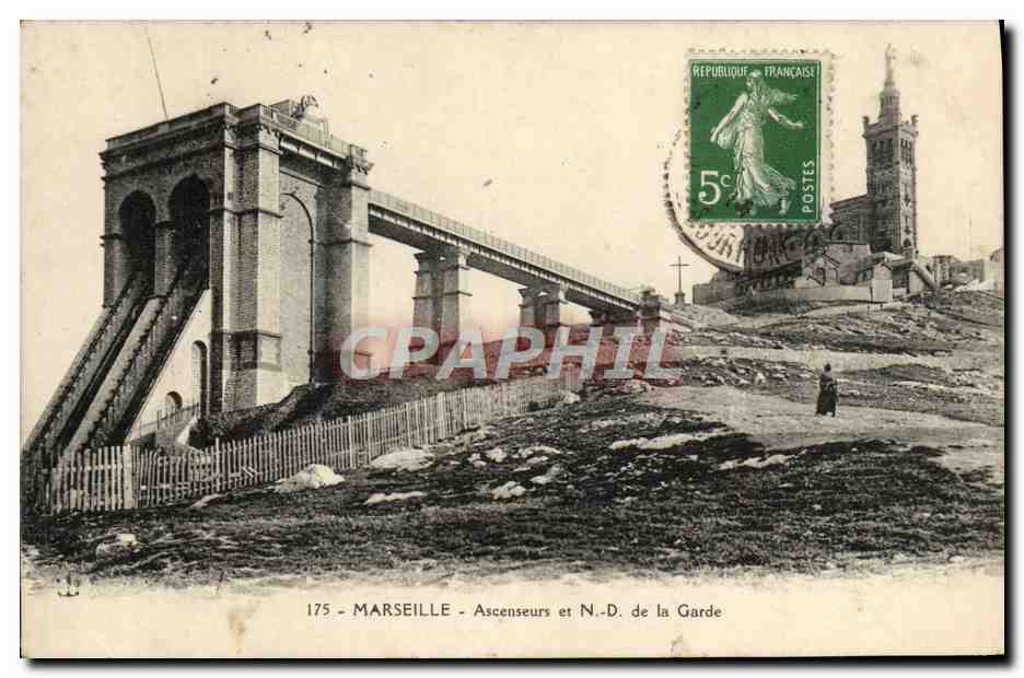 CPA Marseille Ascenseurs de ND de la garde