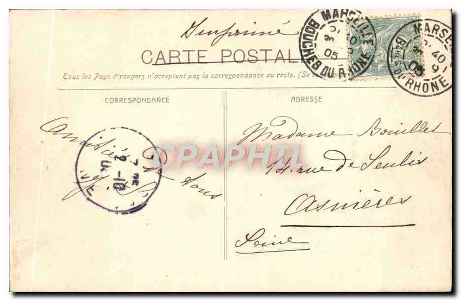 CPA Marseille Les ascensceurs de ND de la grade — Verso