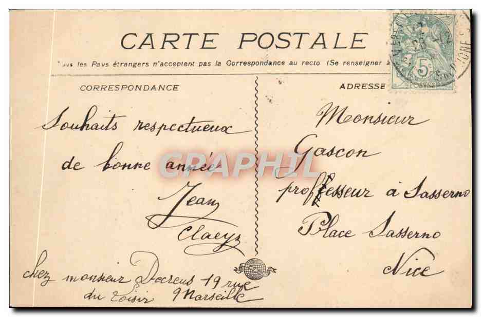 CPA Marseille Le pont a transbordeur — Verso
