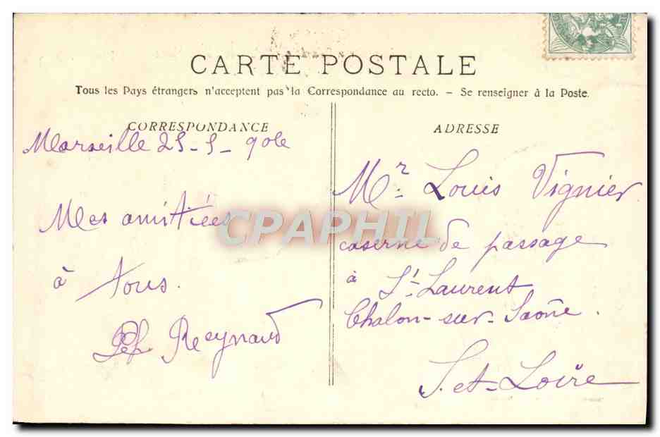 CPA Marseille Exposition coloniale 1906 palais de l'indo chine En pousse pousse  — Rückseite