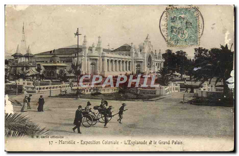 CPA Marseille Exposition coloniale 1906 L'esplanade et le grand palais